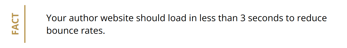 Fact - Your author website should load in less than 3 seconds to reduce bounce rates.