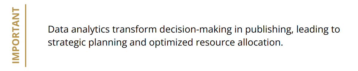 Important - Data analytics transform decision-making in publishing, leading to strategic planning and optimized resource allocation.